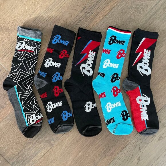 David Bowie 2024 The David Bowie Archive 5 Pairs Colorful Crew Socks Sz OS NWT - Picture 1 of 7